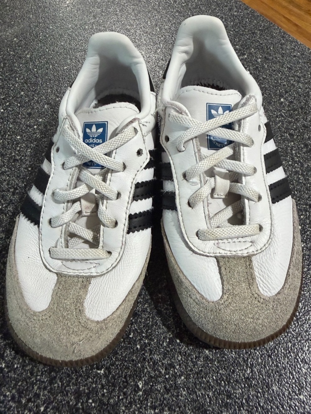 adidas White Leather Sneakers with Gray Suede Accents